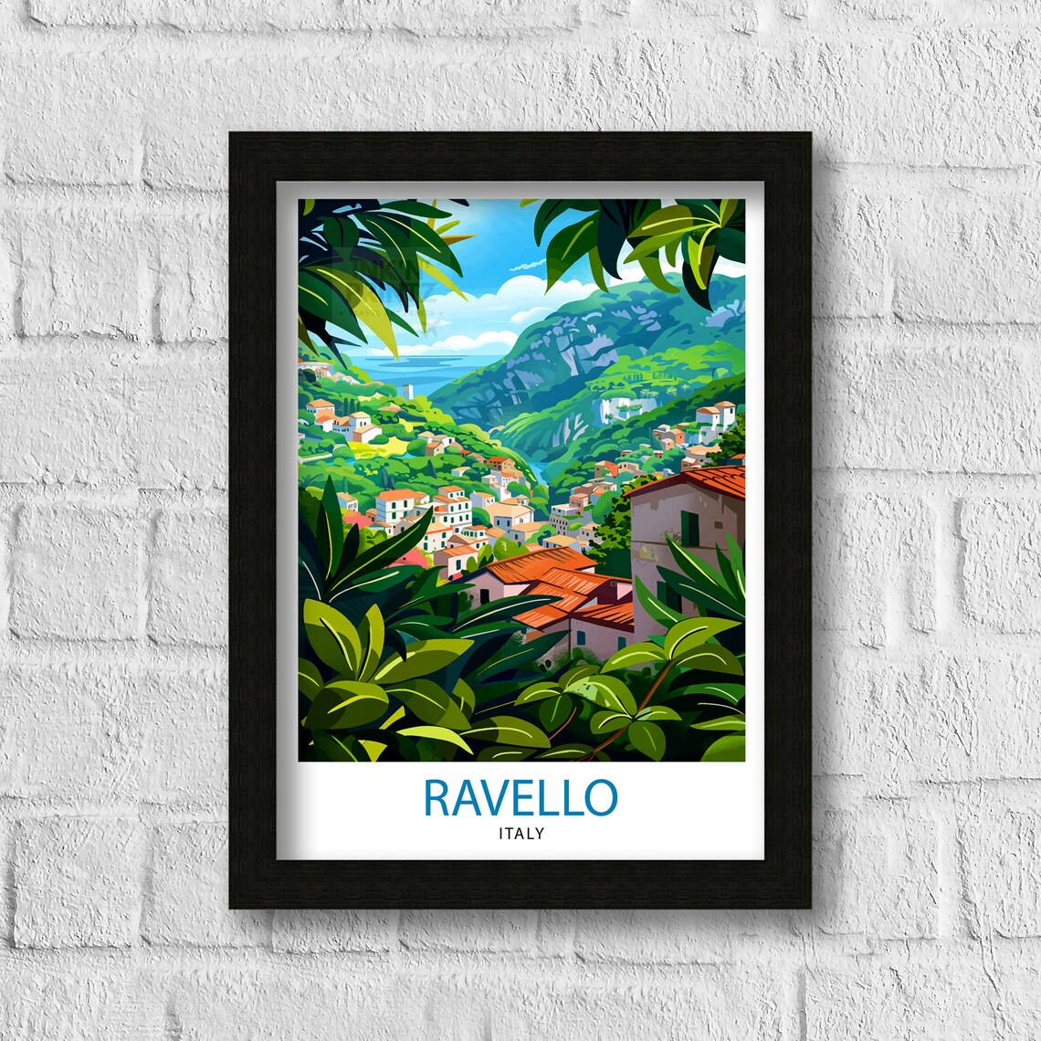 Ravello Italy Amalfi Coast Hillside Village Travel Art Poster - Image 3