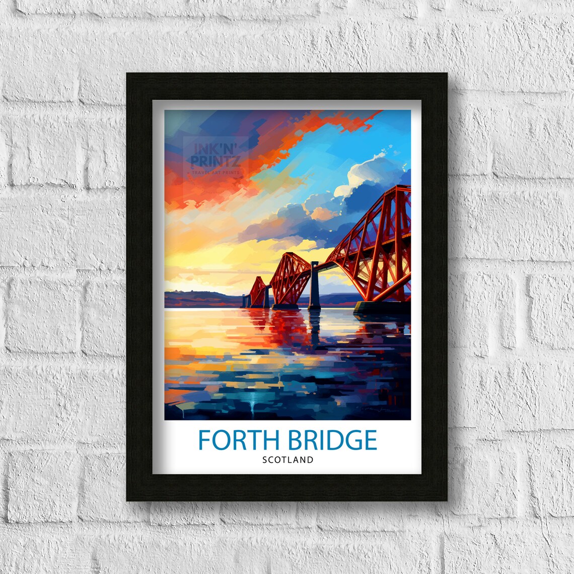Forth Bridge Scotland Travel Poster, Edinburgh Landmark - Image 3