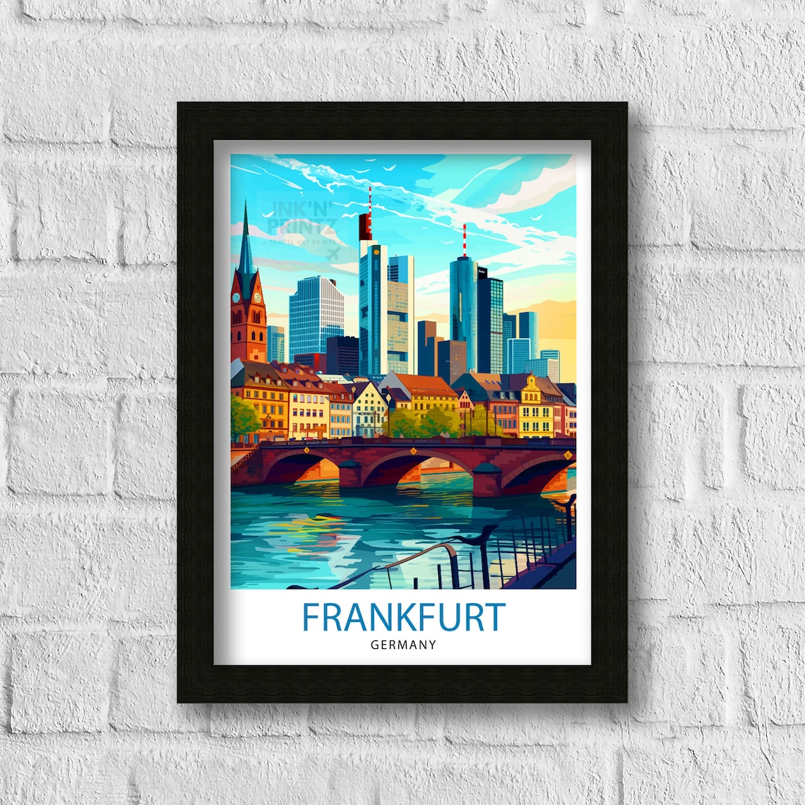 Frankfurt Germany Travel Print Frankfurt Wall Decor Frankfurt Home Living Decor Frankfurt Illustration Travel Poster Germany Travel Print - Image 3