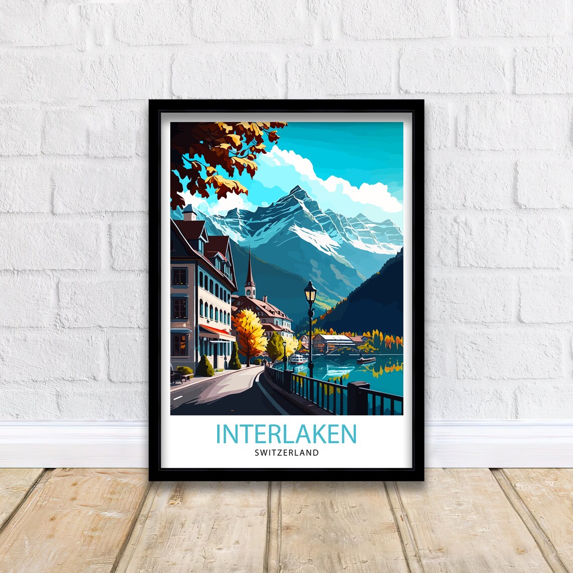 Interlaken Switzerland Travel Poster, Wall Decor - Image 2