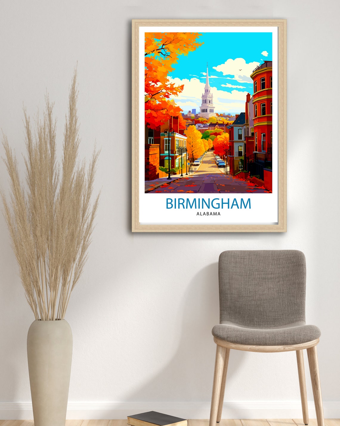 Birmingham Alabama Autumn Street Historic Church Steeple Poster - Image 3