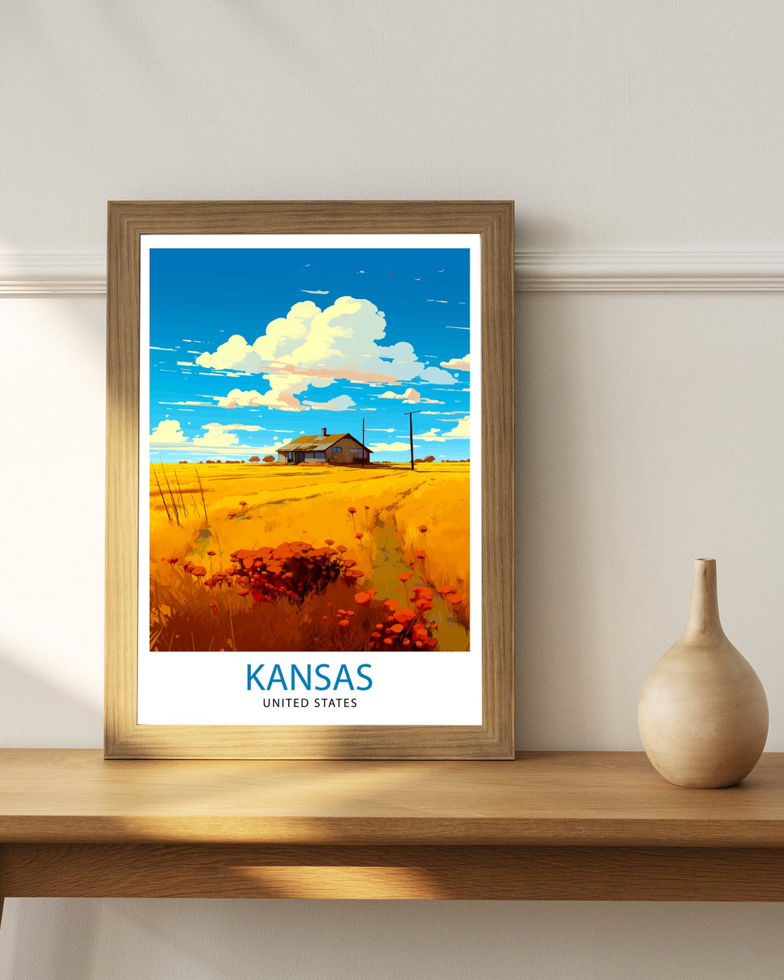 Kansas Usa Travel Print Kansas Wall Decor Kansas Poster Usa Travel Prints Kansas Art Print Kansas Illustration Kansas Wall Art - Image 2
