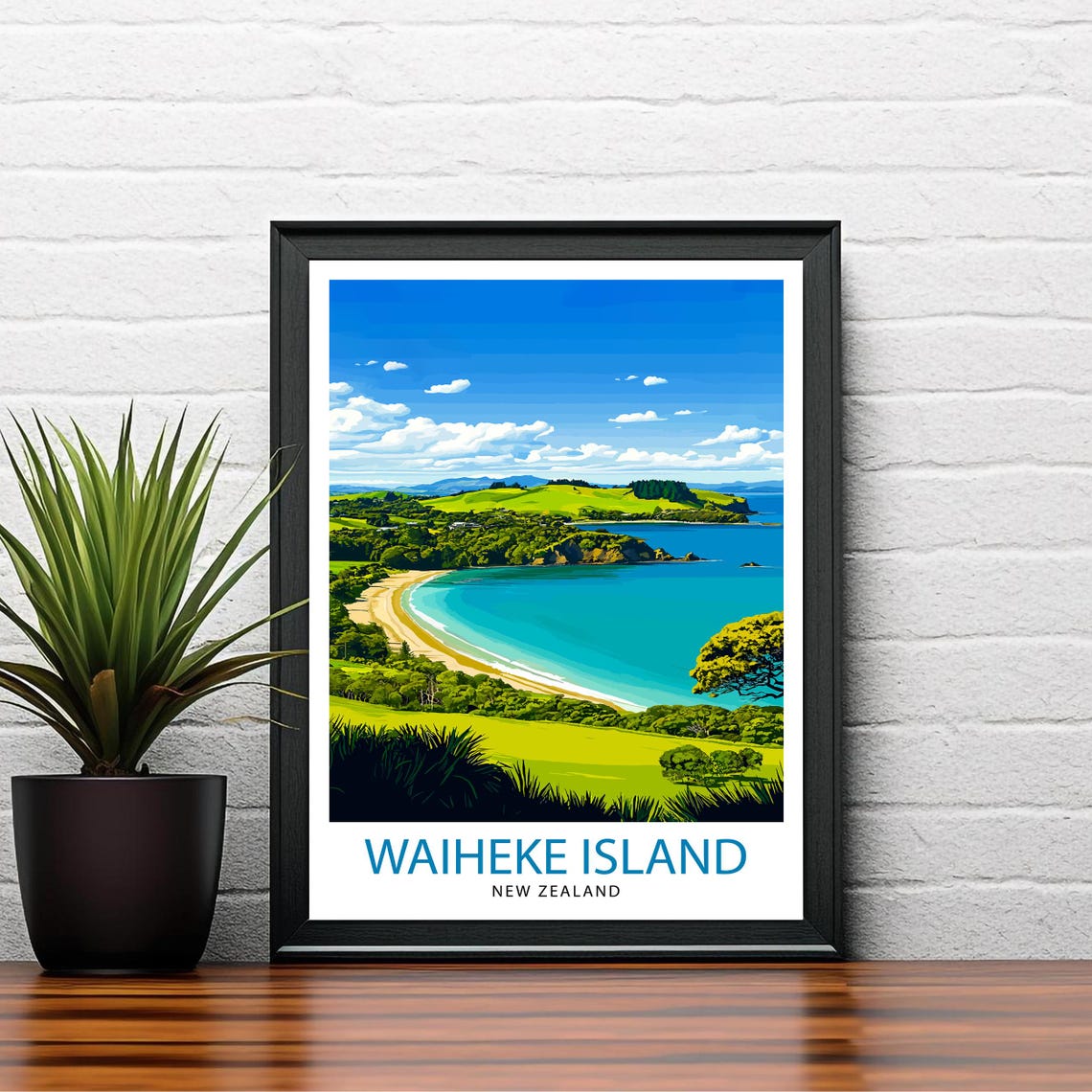 Waiheke Island New Zealand Turquoise Bay Beach Coastal Poster - Image 2