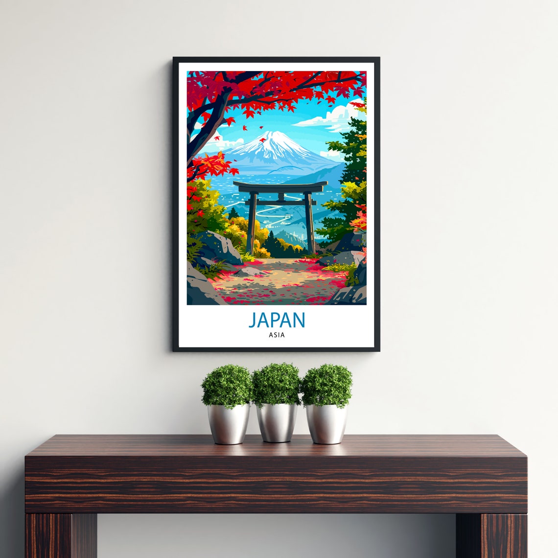 Japan Autumn Mount Fuji Torii Gate Red Maple Vintage Travel Poster - Image 3
