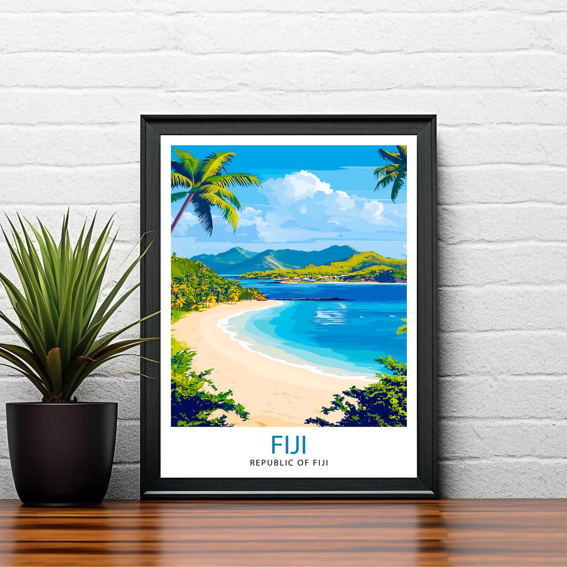 Fiji Island Tropical Beach Paradise Palms Blue Lagoon Poster - Image 2