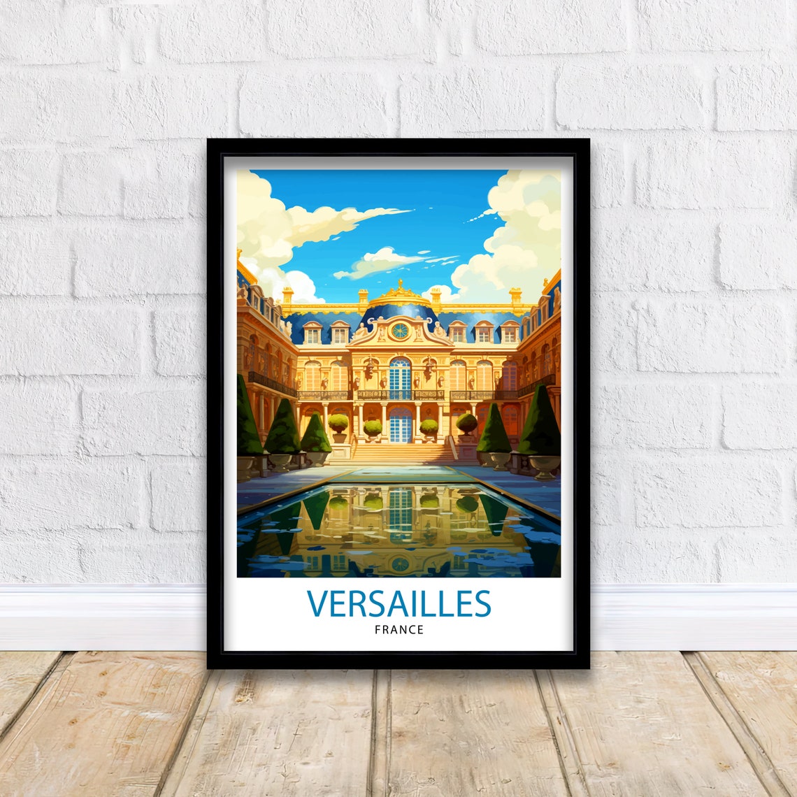 Versailles France Royal Palace Marble Court Watercolor Poster - Image 2