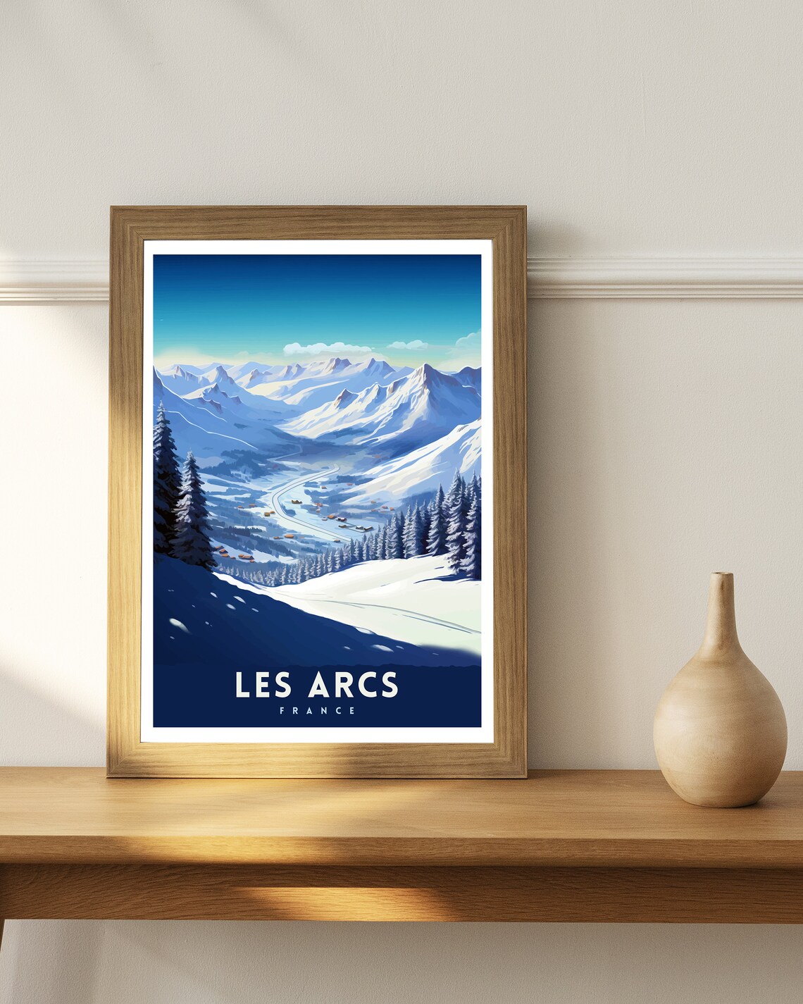 Les Arcs France Snowy Ski Resort Valley Pines Vintage Travel Poster - Image 2