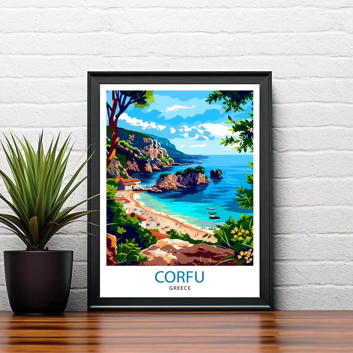 Corfu Greece Travel Print, Mediterranean Travel Poster - Image 2