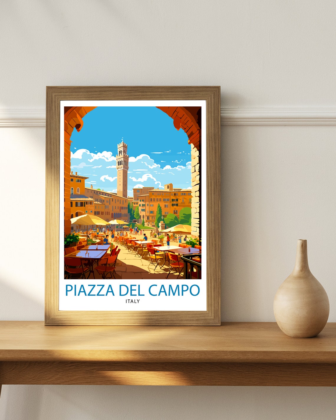 Piazza Del Campo Siena Italy Tower Square Vintage Travel Poster - Image 2