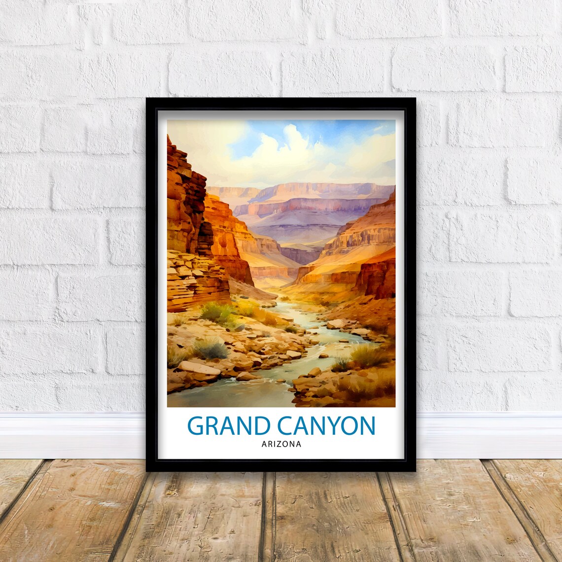 Grand Canyon Arizona Watercolor Canyon River Gorge Art Poster