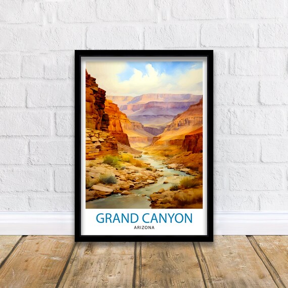 Grand Canyon Arizona Watercolor Canyon River Gorge Art Poster