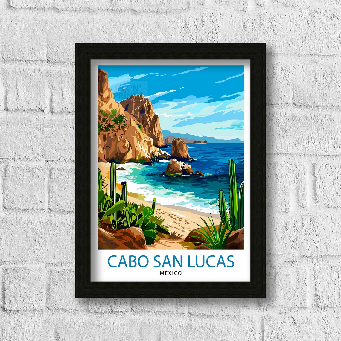 Cabo San Lucas Mexico Desert Coast Rocky Bay Beach Scene Poster - Image 3