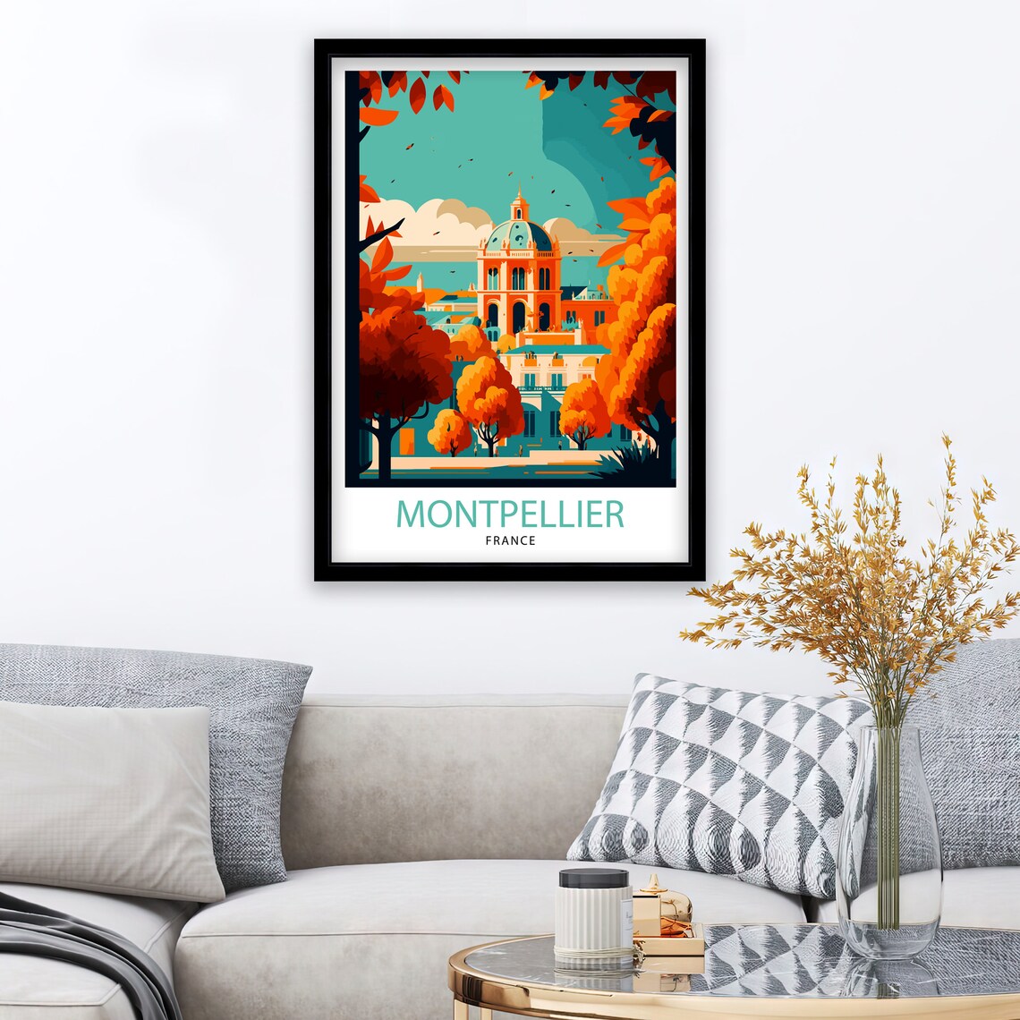 Montpellier France Travel Poster, European Wall Art - Image 2