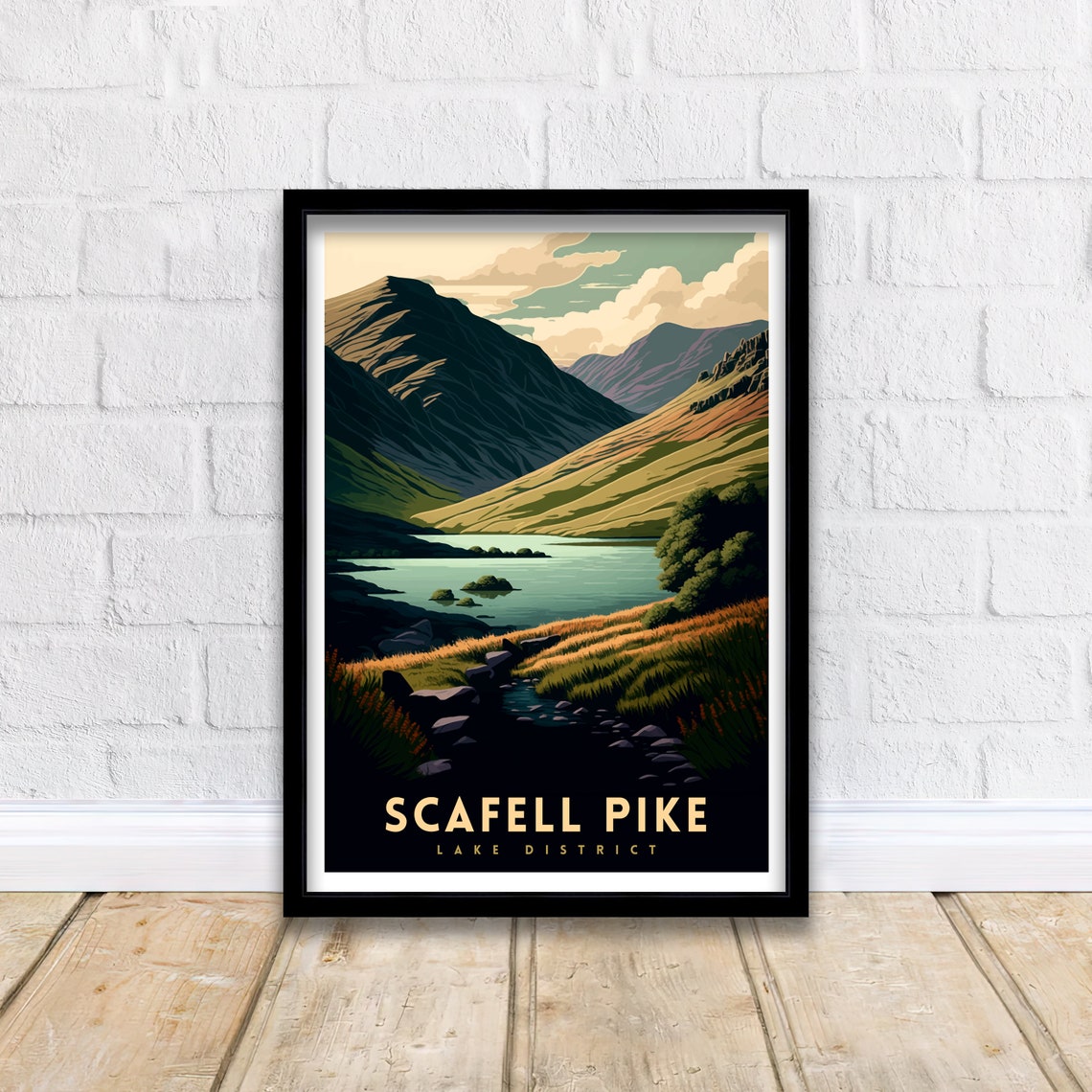 Scafell Pike Lake District Dark Moody Peaks Valley Hiking Poster - Image 2