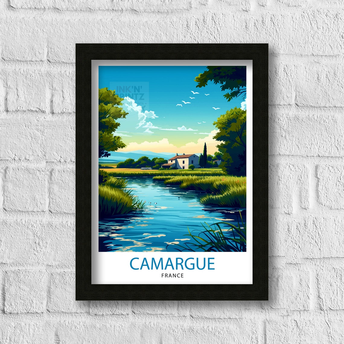 Camargue France Print Wild Wetlands Art Provence Nature Poster Flamingo Sanctuary Wall Decor French Delta Landscape Rhone River Estuary - Image 3
