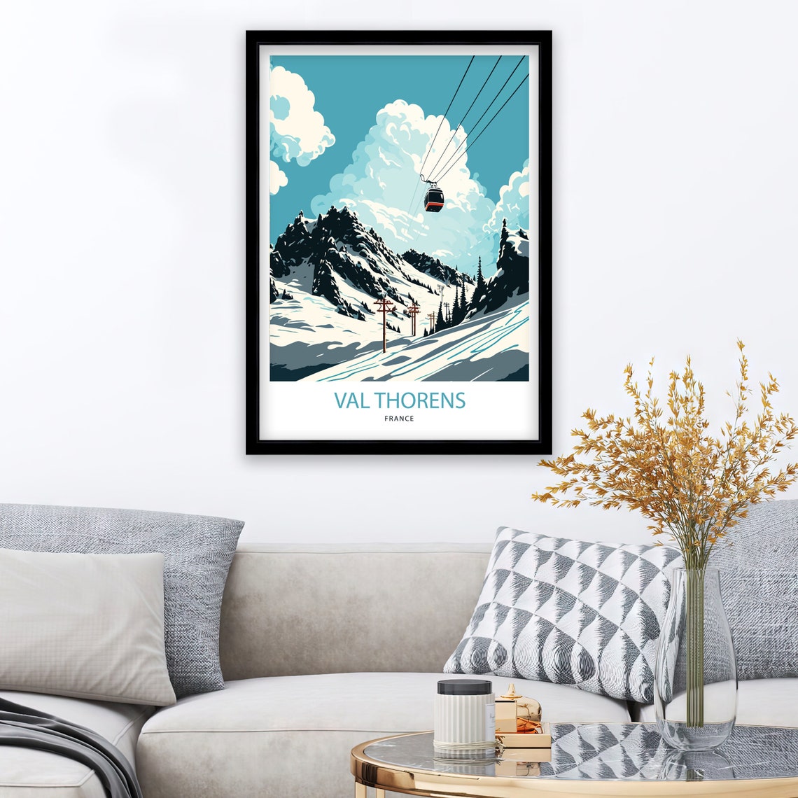 Val Thorens France Alpine Ski Resort Gondola Peak Travel Poster - Image 3