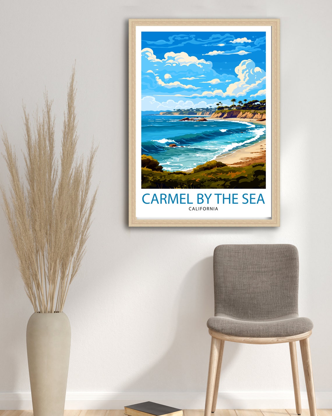 Carmel By The Sea California Sunny Bay Palm Beach Art Poster - Image 3
