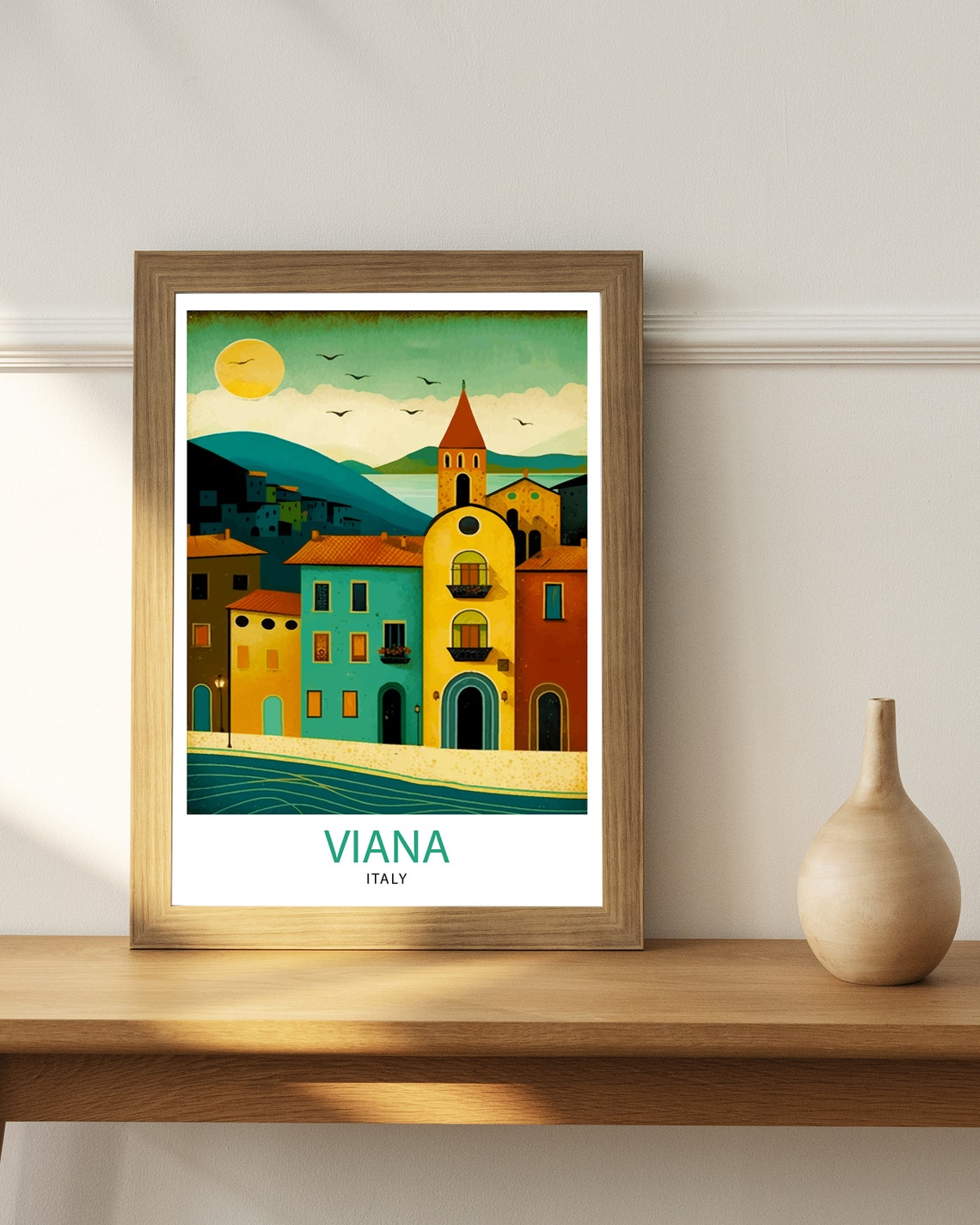 Viana Italy Travel Print Viana Wall Decor Viana Home Living Decor Viana Italy Illustration Travel Poster Gift For Viana Italy Home Decor - Image 3