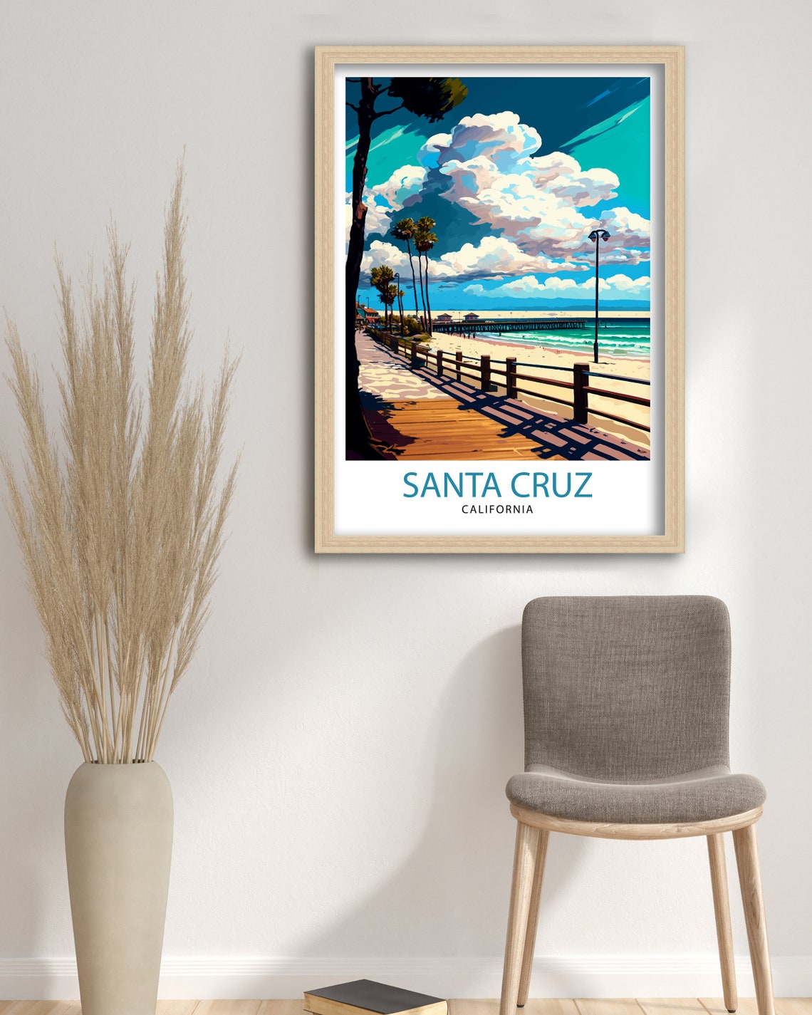 Santa Cruz California Beach Boardwalk and Pier Vintage Poster - Image 3