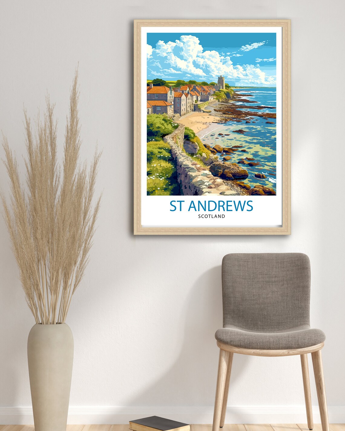 St Andrews Scotland Coastal Town Beach Rocky Shore Travel Poster - Image 2