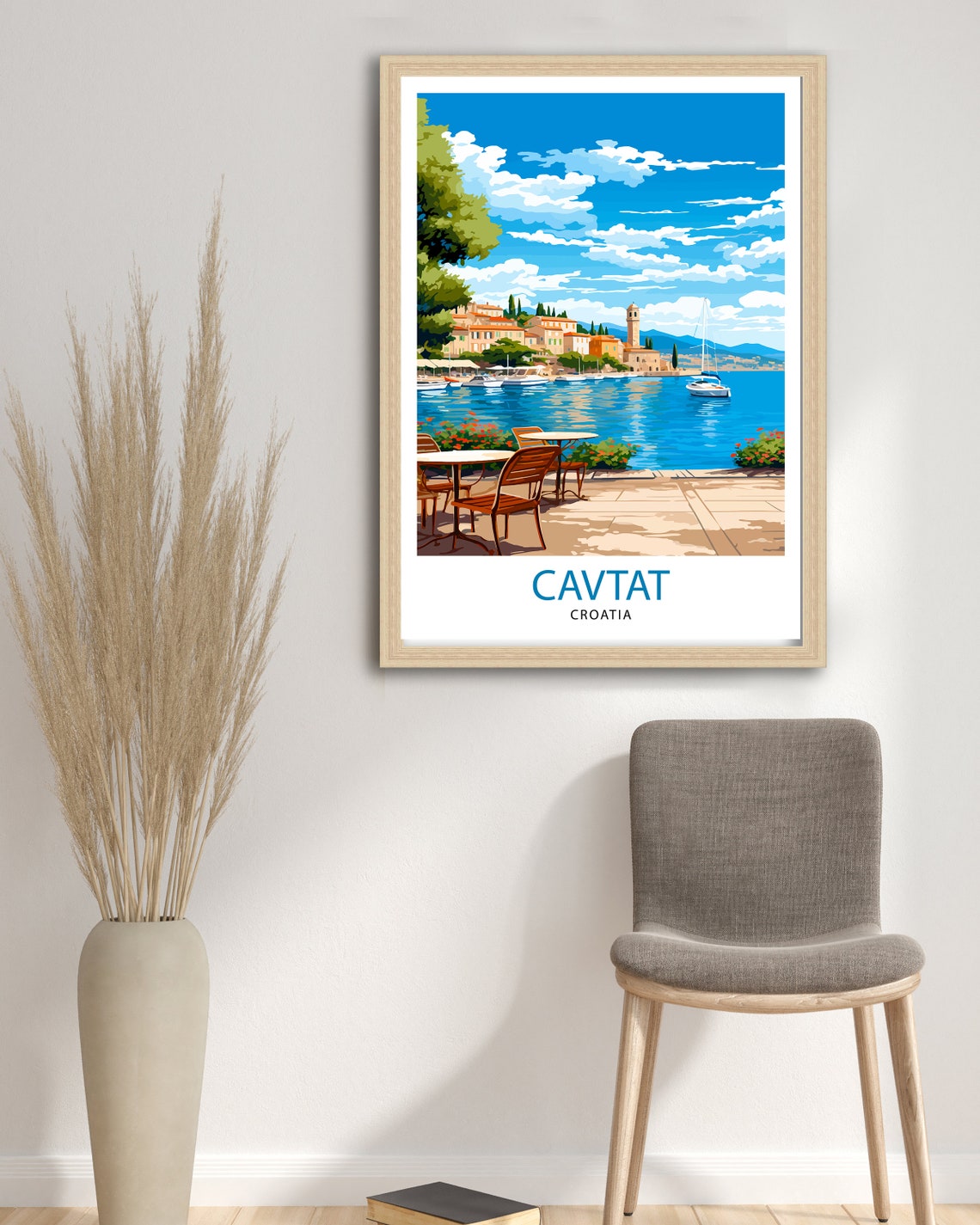 Cavtat Croatia Adriatic Harbor Cafe Waterfront Travel Poster - Image 2