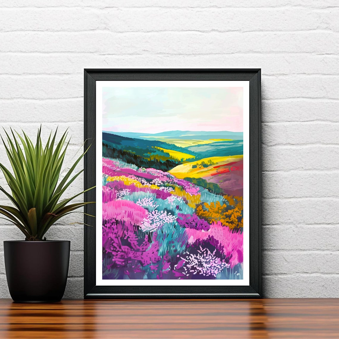 Quantock Hills Somerset Purple Heather Moorland Scene Poster - Image 2