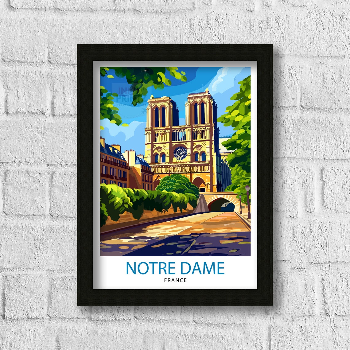 Notre Dame Paris France Gothic Cathedral Historic Seine View Poster - Image 3