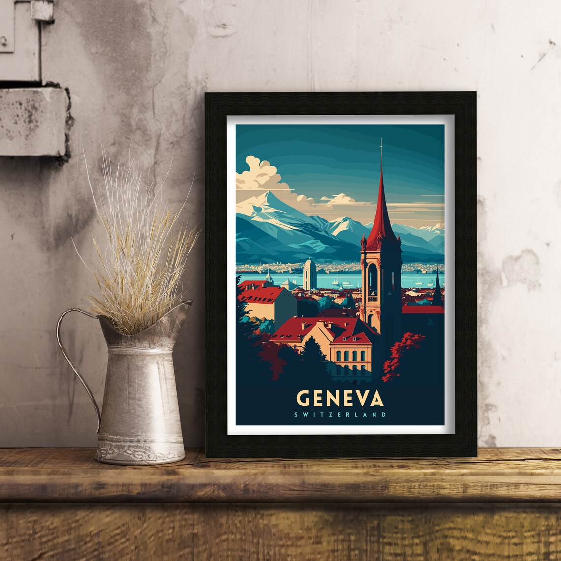 Geneva Switzerland Travel Poster, Europe Home Decor - Image 3