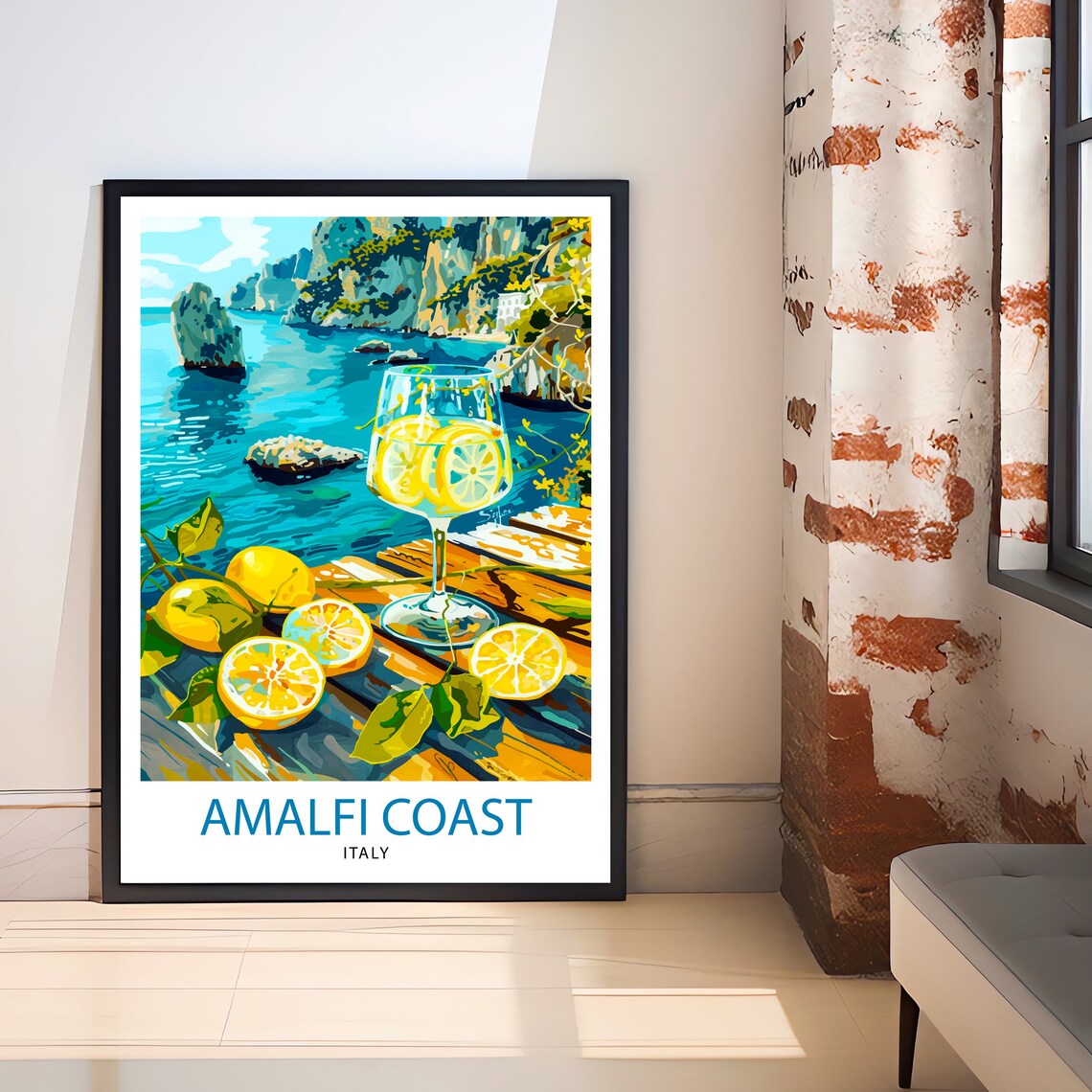 Amalfi Coast Italy Travel Poster, Italian Wall Decor