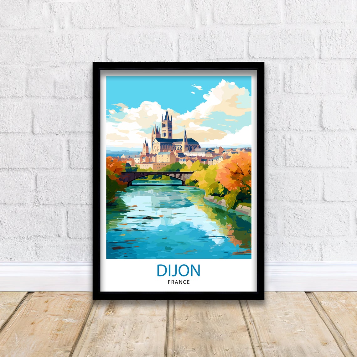 Dijon France Travel Print Dijon Wall Art Dijon Home Decor Dijon France Illustration Travel Poster Gift For Dijon France Home Decor - Image 2