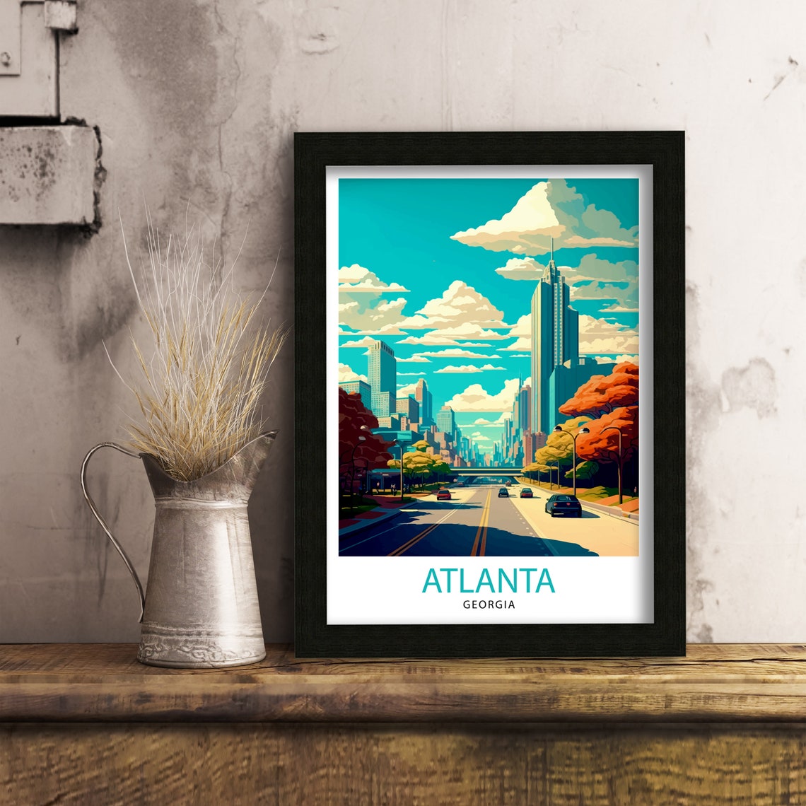 Atlanta Travel Print Atlanta Wall Decor Atlanta Home Living Decor Atlanta Illustration Travel Poster Gift For Atlanta Georgia Home Decor - Image 3