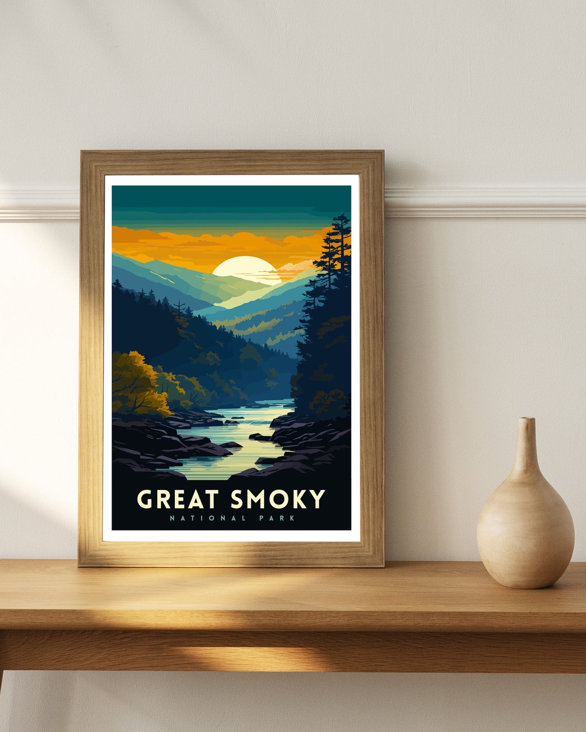 Great Smoky Mountains Travel Print Smoky Mountains Wall Decor Smoky Mountains Home Living Decor Tennessee Travel Poster Usa National Park - Image 2