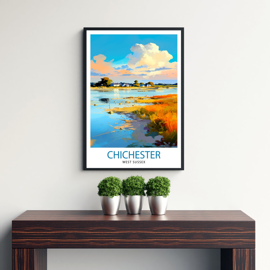 Chichester West Sussex Harbor Sunset Estuary Marsh Grass Poster - Image 3