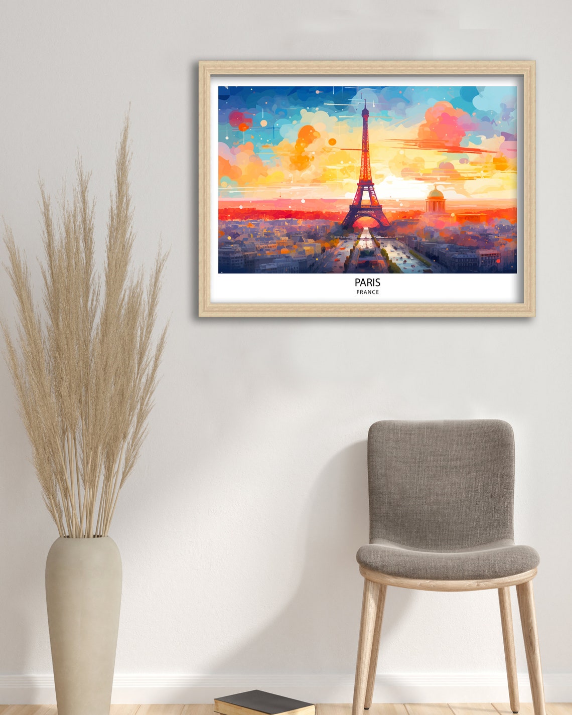 Paris France Eiffel Tower Sunset Cityscape Glow Travel Poster - Image 2