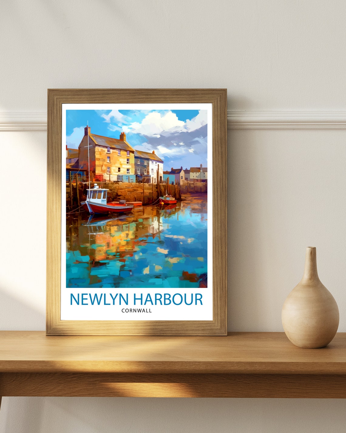 Newlyn Harbour Cornwall Fishing Boats Quay Watercolor Travel Poster - Image 3