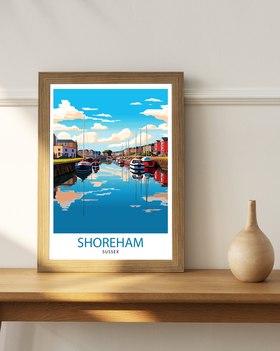 Shoreham Sussex Mirror Calm Marina Reflections Sailing Poster - Image 3