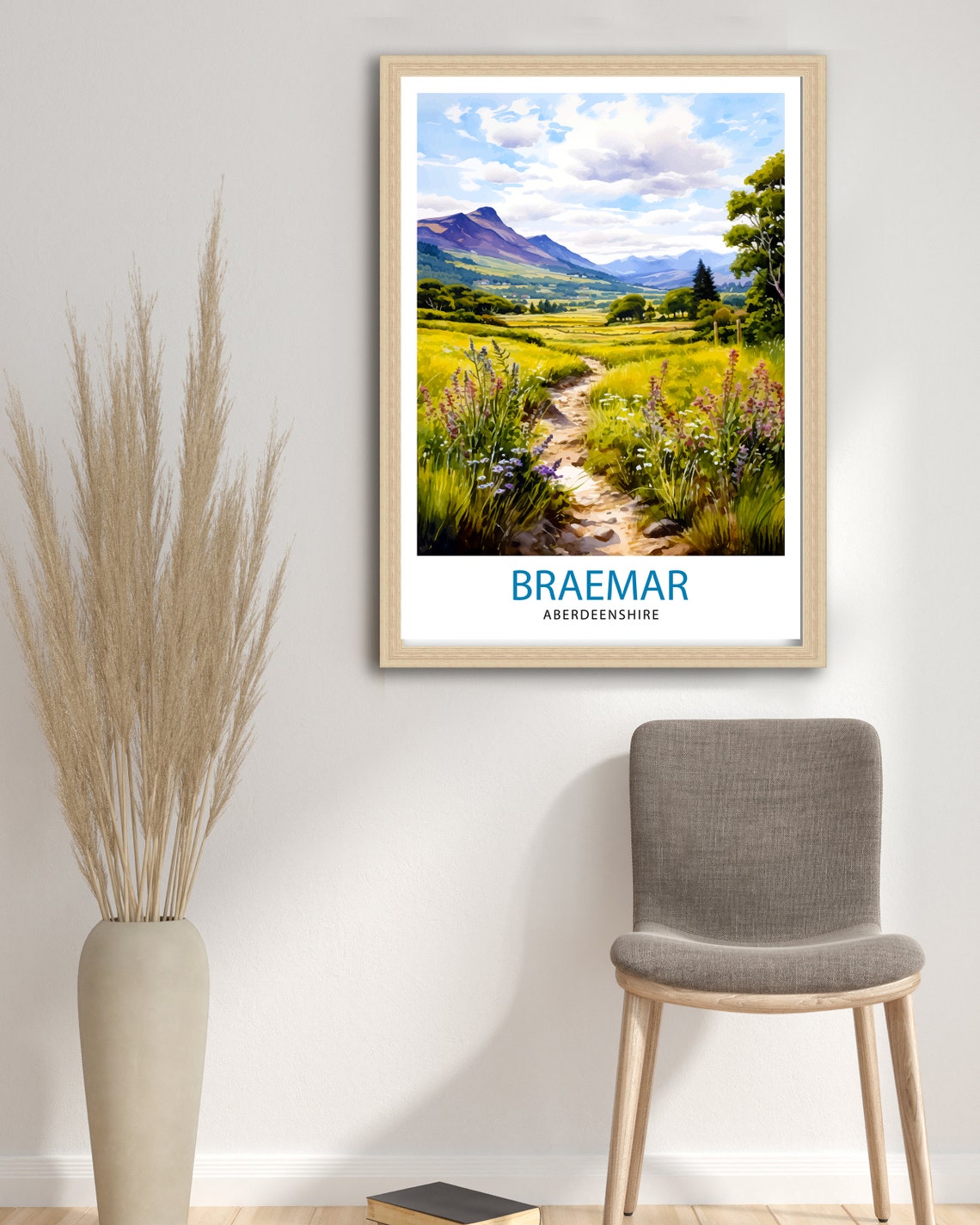 Braemar Aberdeenshire Scottish Mountain Trail Wildflower Art Poster - Image 3