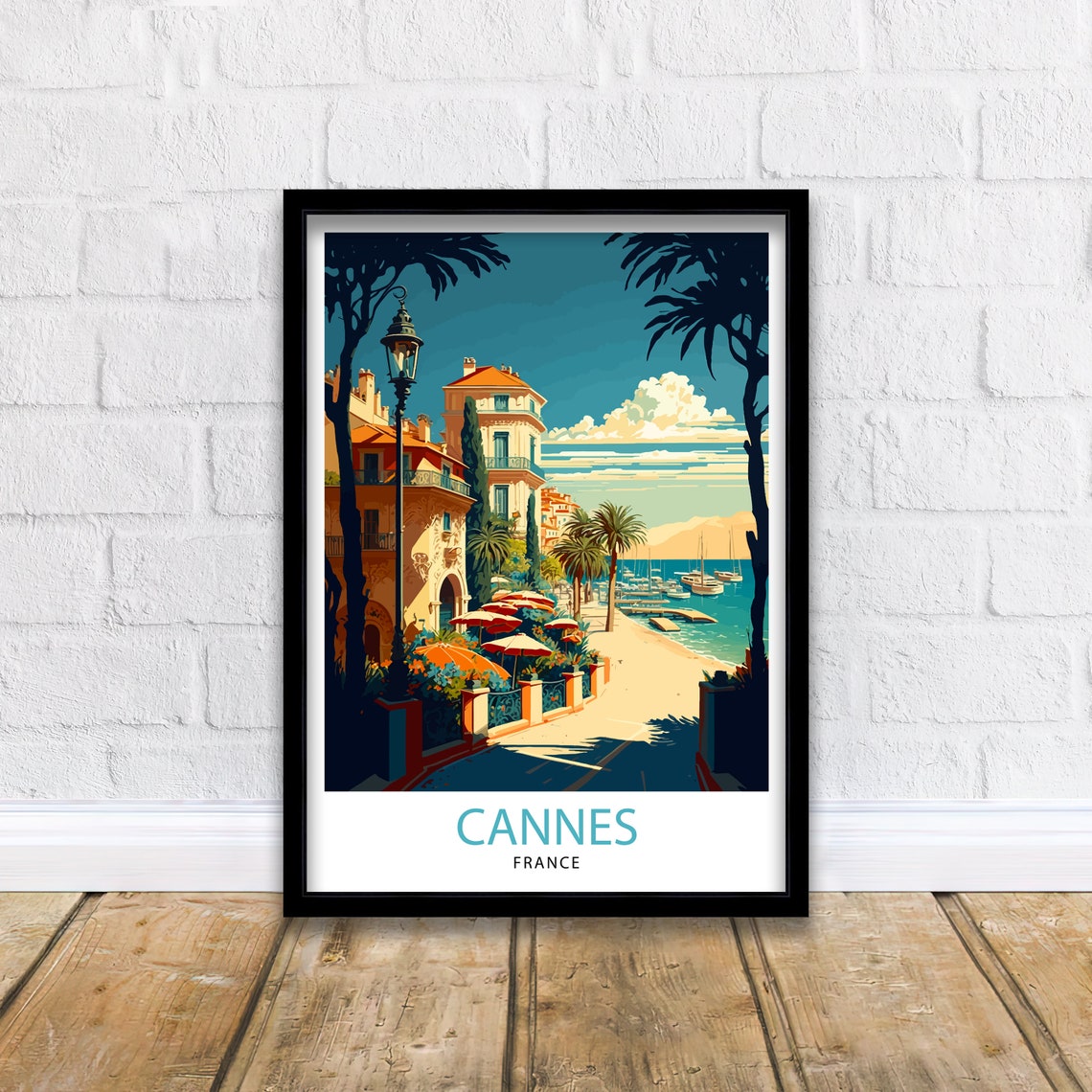 Cannes French Riviera Travel Print Cannes Wall Art France Travel Poster Gift For Travelers Home Living Decor - Image 2