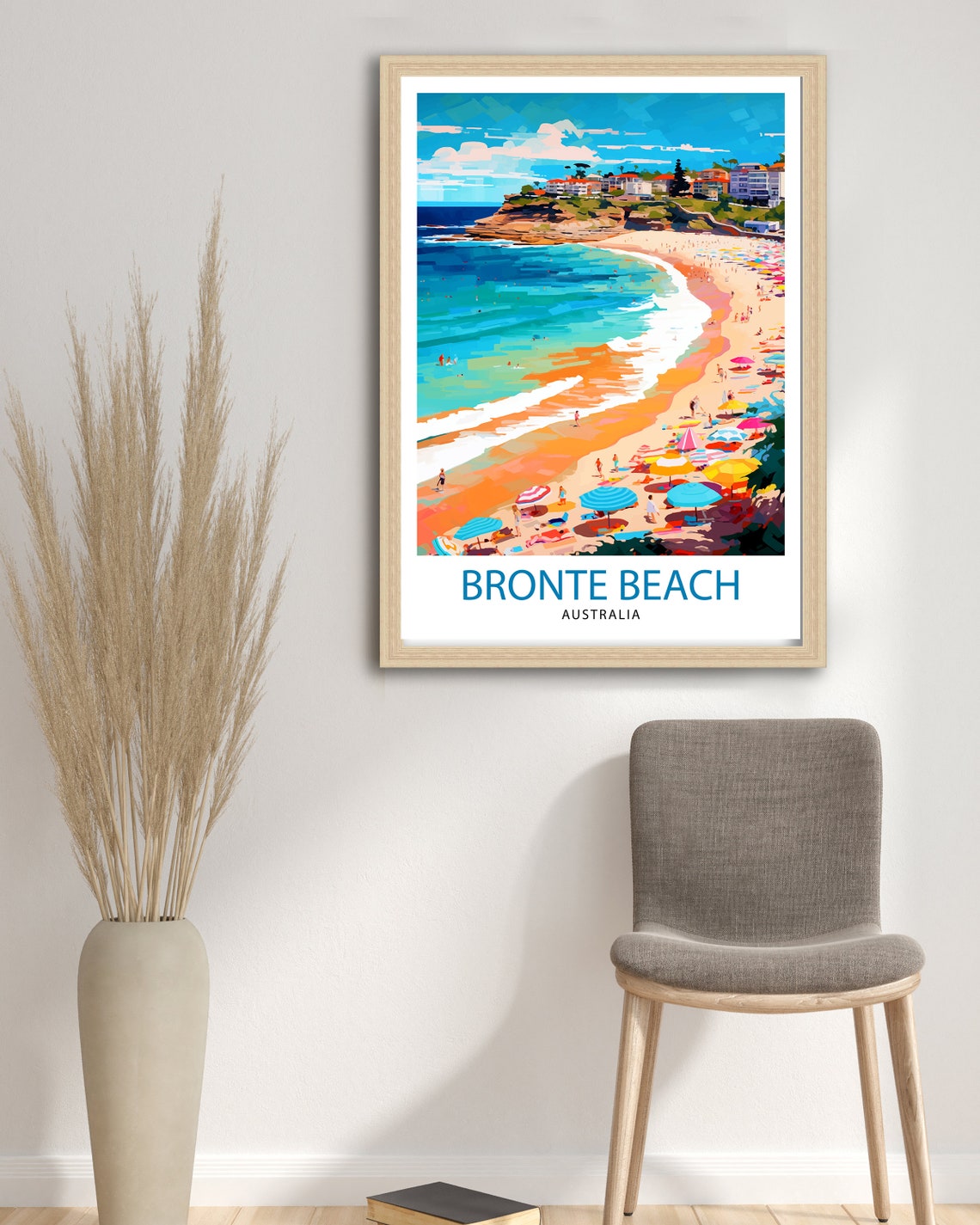 Bronte Beach Australia Summer Crowd Colorful Umbrellas Poster - Image 2