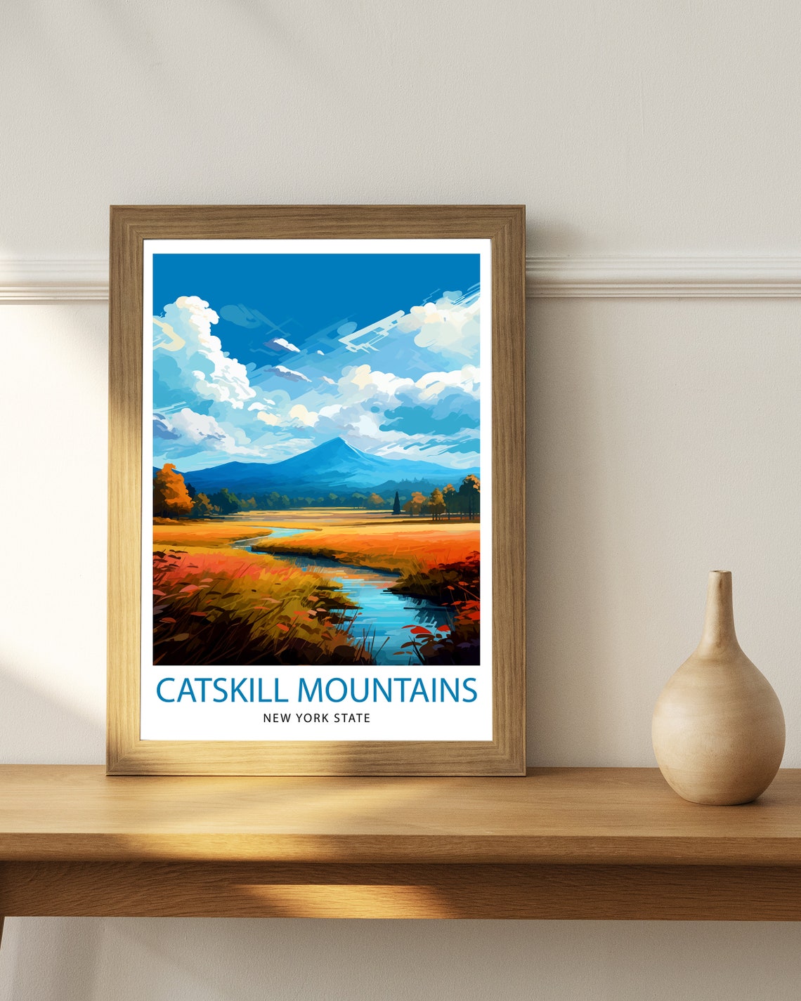 Catskill Mountains New York Autumn Meadow Stream Blue Peak Poster - Image 3