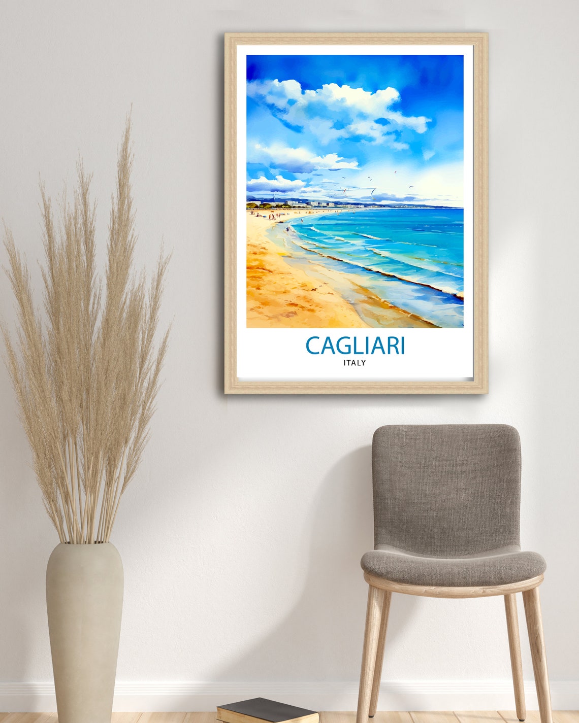 Cagliari Italy Sunny Beach Turquoise Waves Sardinia Art Poster - Image 3