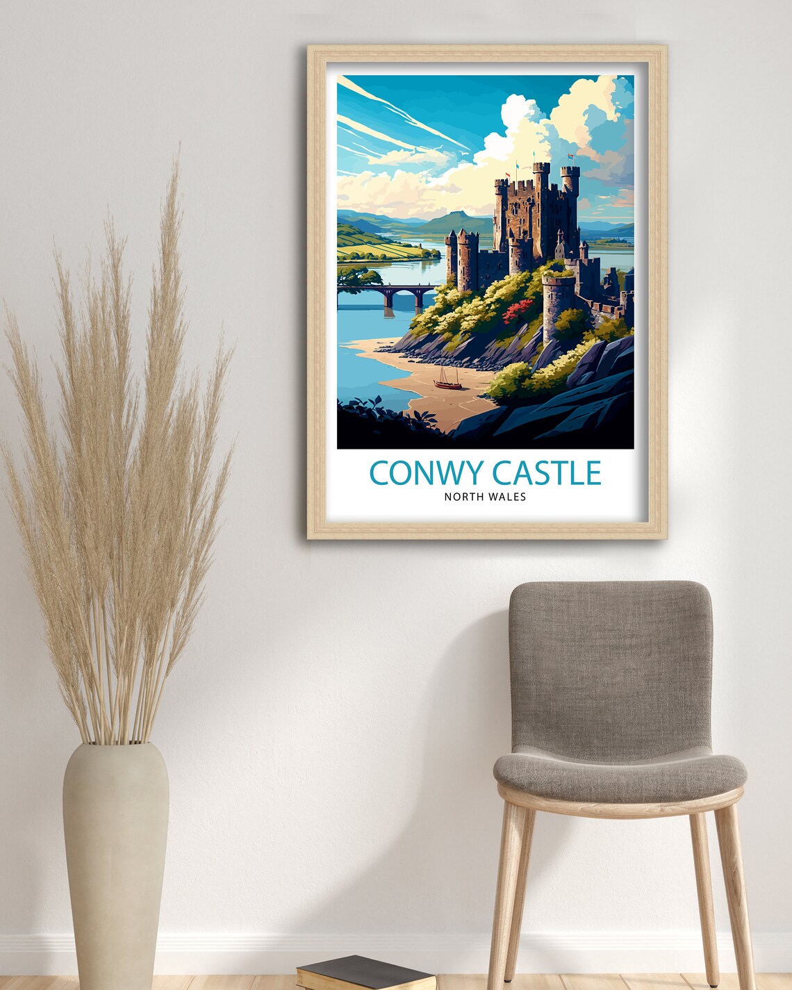 Conwy Castle Travel Poster, Wales Illustration - Image 3