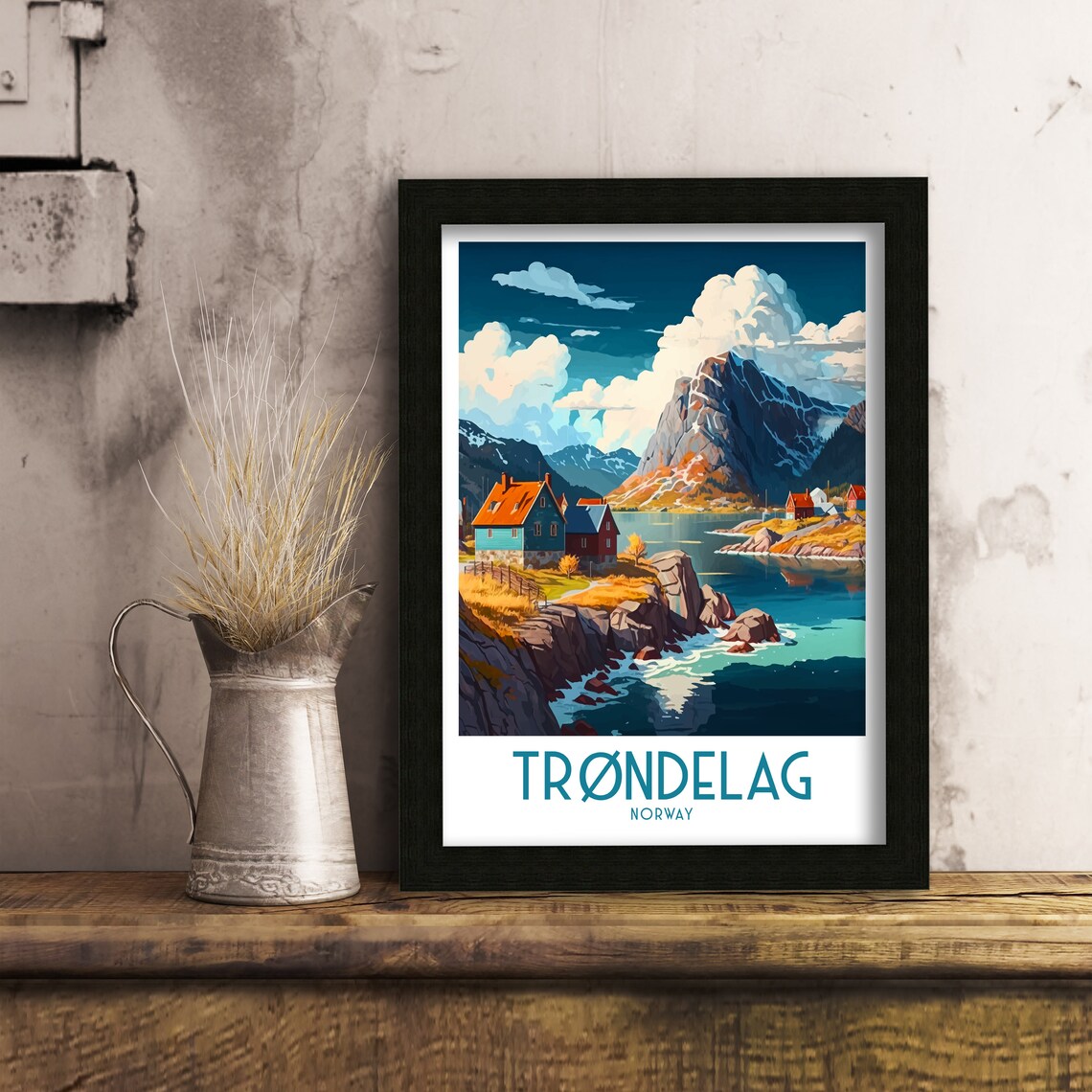 Trondelag Norway Travel Poster, Trondheim Cityscape - Image 3