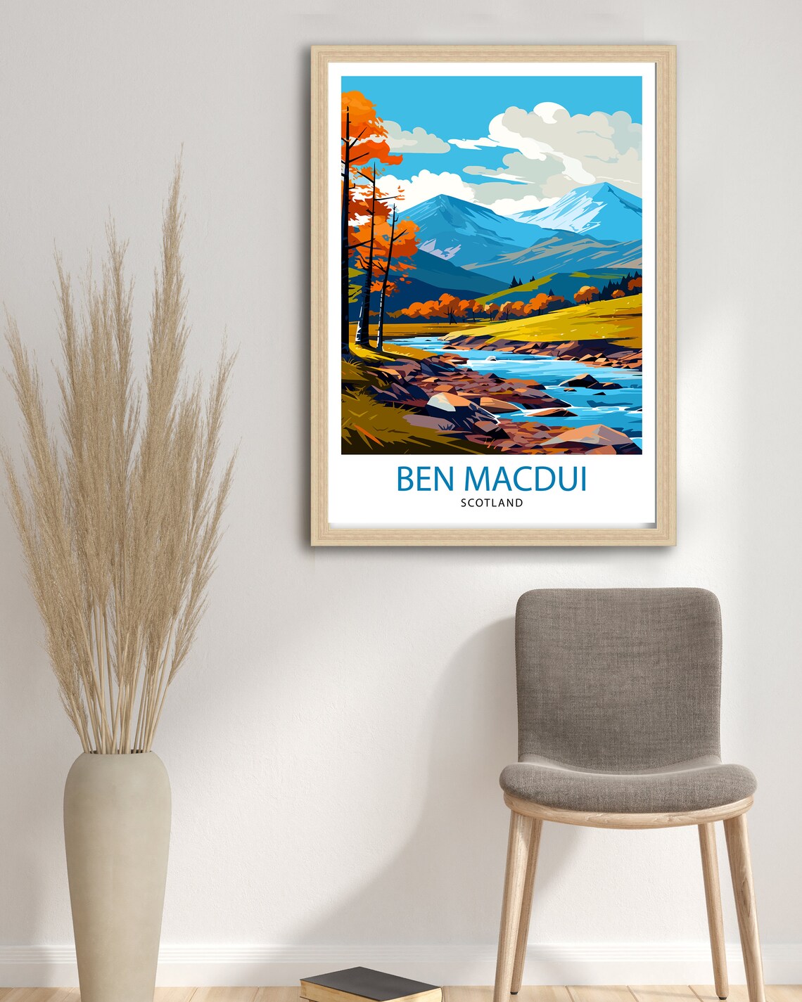 Ben Macdui Scotland Autumn River Mountain Scene Travel Poster - Image 3