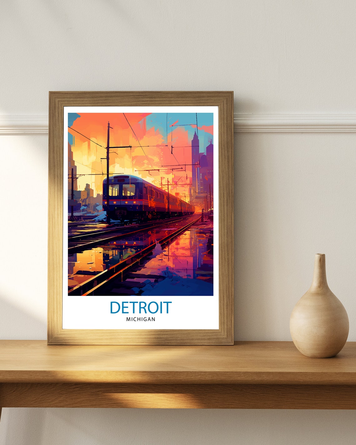 Detroit Michigan Travel Print Detroit Wall Decor Detroit Poster Usa Travel Prints Detroit Art Print Detroit Illustration Detroit Wall Art - Image 2