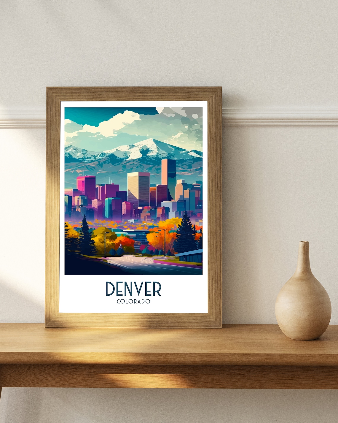Denver Travel Poster, Colorado Cityscape Illustration - Image 3