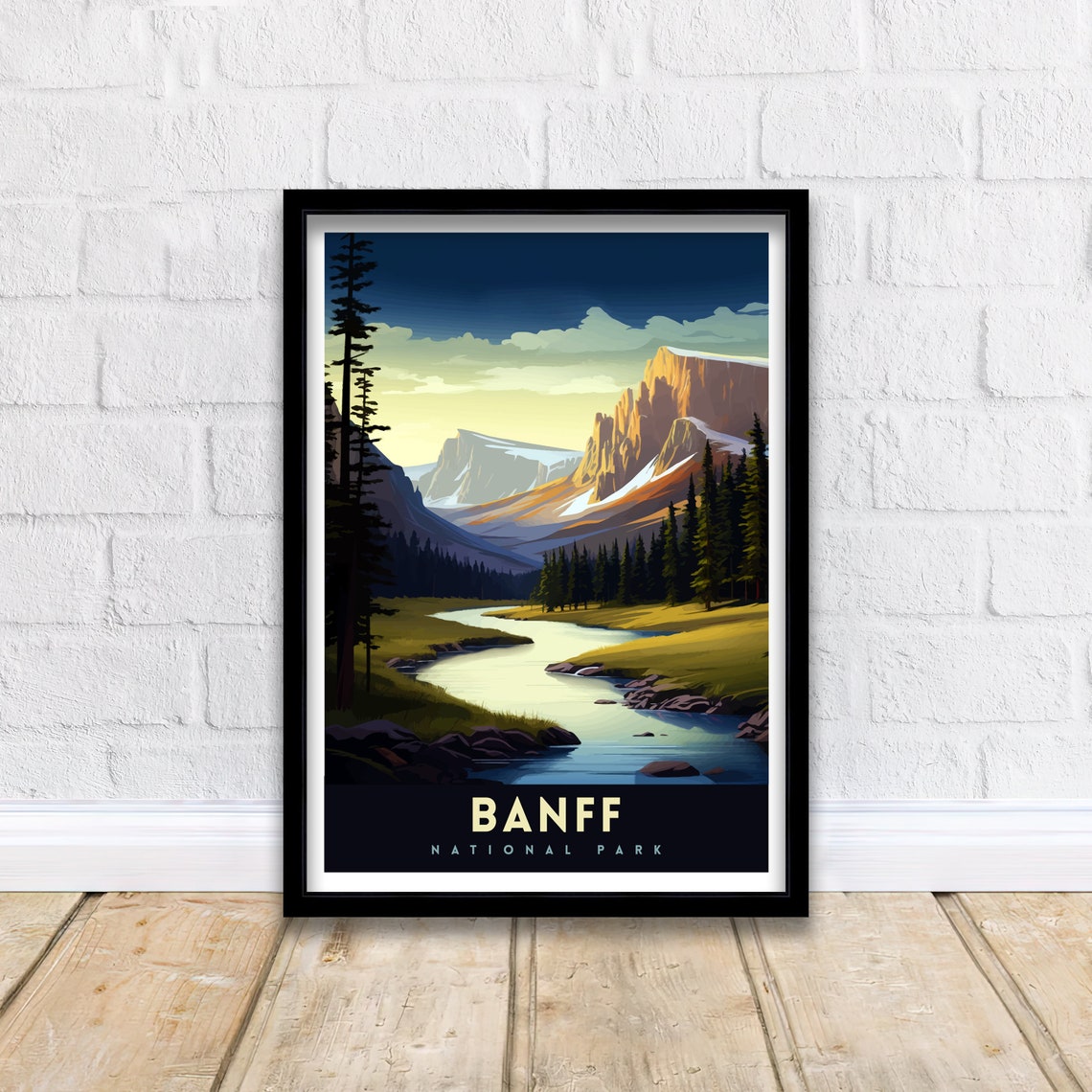 Banff National Park Rocky Mountain River Valley Travel Poster - Image 2