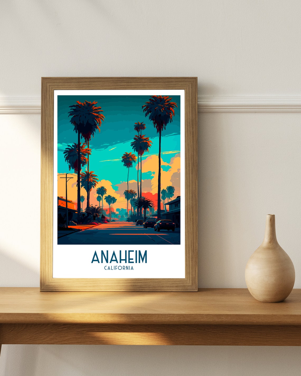 Anaheim California Travel Print Anaheim Wall Decor Anaheim Home Living Decor Anaheim Illustration Travel Poster Gift For Anaheim California - Image 3