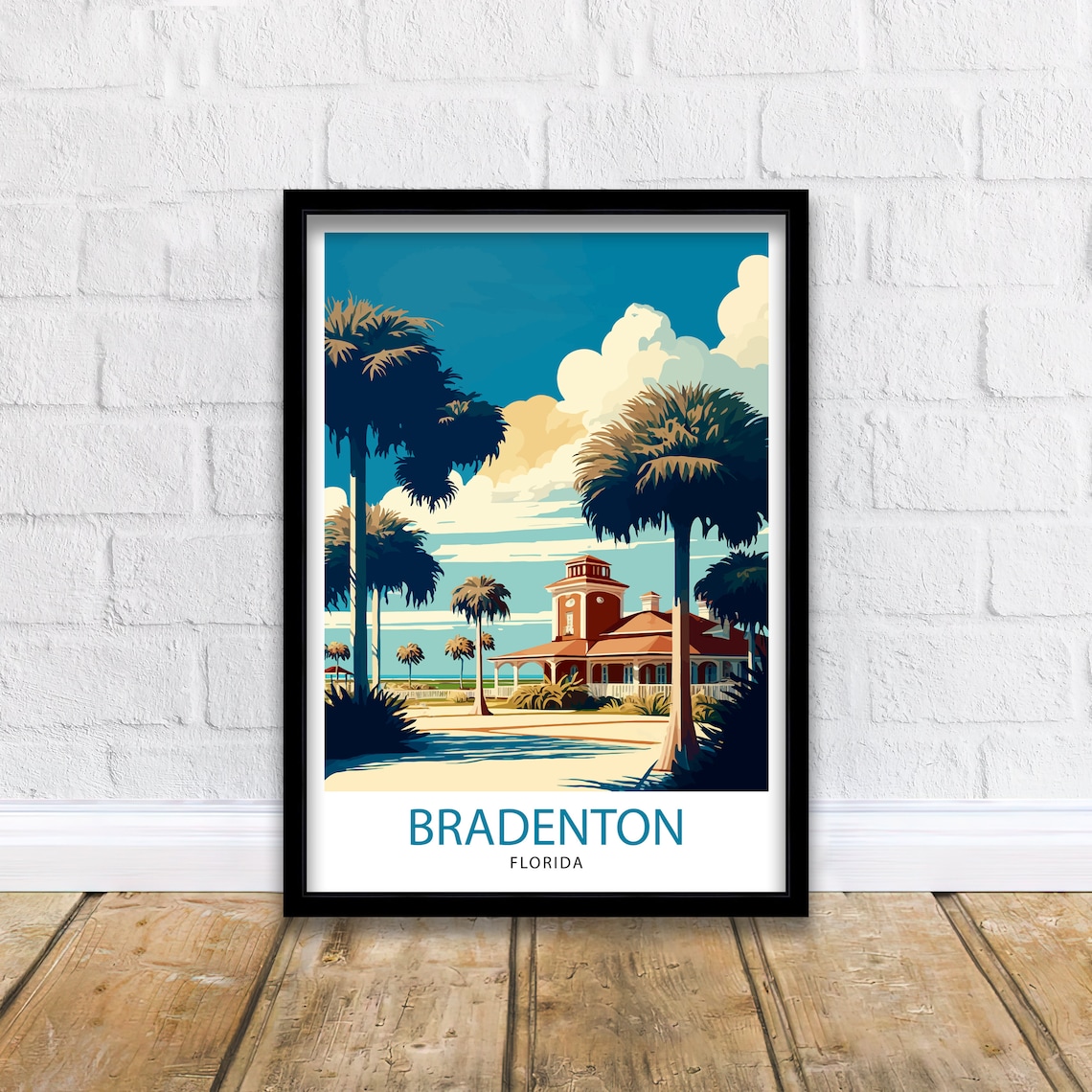 Bradenton Florida Travel Poster, Florida Wall Decor
