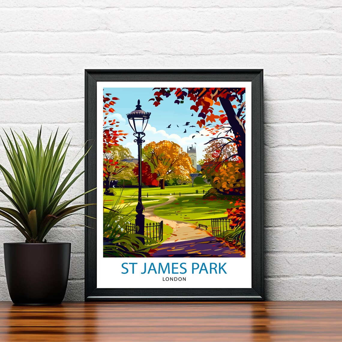 St James's Park London Travel Poster, UK View - Image 2